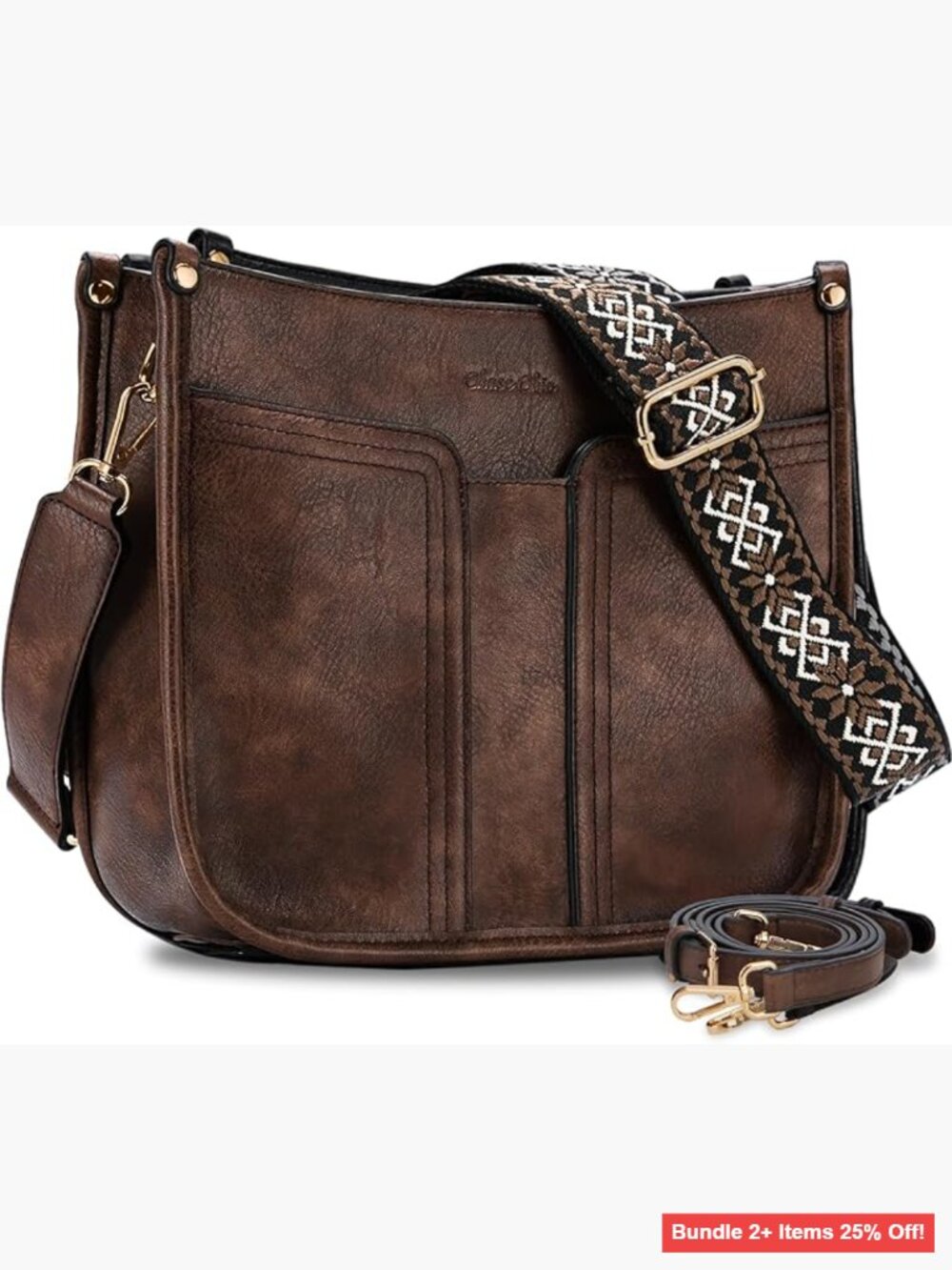 Medium Vegan Leather Crossbody Hobo Bag with Adjustable Straps for Women